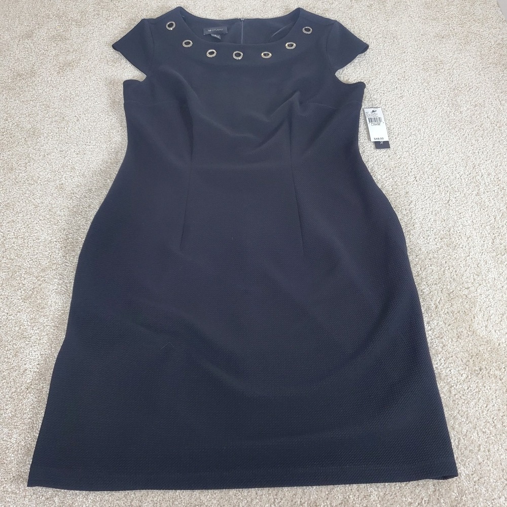 AB Studio‎ Women's Dress Size L Black Sheath Knee Length NWTG Little Black Dress